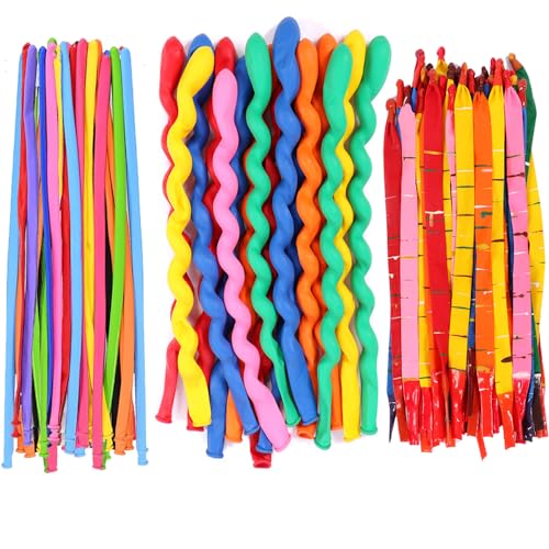Boopati 260 Long Balloons Latex Twisting Magic Balloons,Rocket Balloons,Spiral Balloons,Latex Balloons,Children's Birthday Party Balloons,Pack of 150, large, Assortment