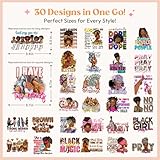 Kaciola 30 Sheets Black Girl Iron on Transfers, Black Women DTF Transfers Ready to Press Washable Stickers Iron on Decals for T Shirts Hoodie DIY Crafts