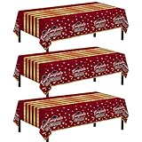 Childom 3 Pack Graduation Tablecloth,2025 Graduation Party Decorations,Wine Red and Gold Table Cloth 54"x108" Waterproof Plastic Disposable Tablecover for Congrats Grad Decorations,Party,School,Home