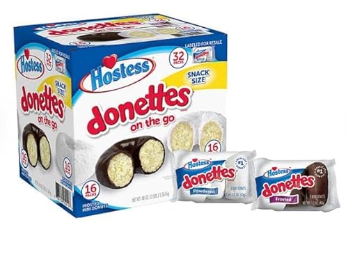Hostess Mini Powdered & Frosted Chocolate Donettes 32 Count