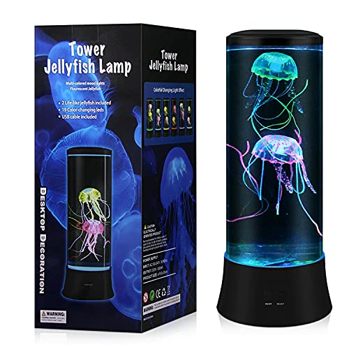 Meloki Floating Jellyfish Lamp - Electric Jelly Fish Light Lamp with Auto Color Changing, Ultra-Quiet Water Pump, Holiday Gift for Kids Men Women, Home Room Mood Decor