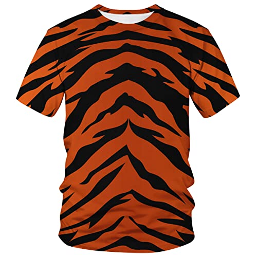 Lurhonp Mens Novelty Tshirt 3D Tiger Print Graphic Funny T-Shirt,Color1,L