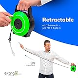 EXTNGO Retractable Network Cable Extender, 33 Feet - CAT 6 Ethernet Cable Flat-Portable 1Gbps Data Speed-Swiftly Setup Temp Networks-Cascadable Male-Female RJ45 Connector-UTP Cable Reel