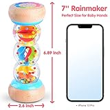 Rainmaker - 7 inch Wooden Rain Stick Montessori Toys for Babies 6-12 Months,Baby Rattle Shaker Sensory Developmental Toy,Raindrops Musical Instrument Baby Musical Toys for 1 Year Old Toddler Kids