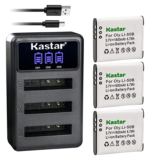 Kastar 3 Pack Battery and LCD Triple USB Charger Compatible with Panasonic VW-VBX090 Battery, HX-WA03H, HX-WA03W, HX-WA2, HX-WA20, HX-WA20H, HX-WA20W, HX-WA2A, HX-WA2D, HX-WA2GK Camera