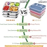 Stainless Steel Snack Containers with Lids - 3 Pack - 5 Compartments Bento Snack Boxes - Reusable Meal Prep Lunch Containers for Kids Adults - Divided Food Storage Containers for School Home Travel