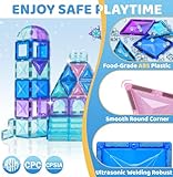 LionFuny 130Pcs Magnetic Tiles, Frozen Toys for Girls 3D Diamond Magnetic Building Blocks, STEM Sensory Educational Toys for Toddlers Kids, Birthday Gifts for Girls 3 4 5 6 7 8+ Year Old