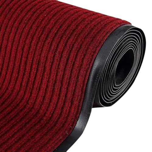 Nisorpa Commercial Grade Door Floor Mat 3' x 16.4' Brush Step Entrance Mat Slip Skid Entrance Mat with PVC Backing Home Office Hotel Corridor Indoor Outdoor Runner Rugs Corridor Floor Carpet, Red