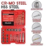 UYECOVE 30 Pcs Spiral Screw Extractor Bolt Extractor Set, 6542/4341 HSS Left Hand Drill Bit Set, Stripped Bolt Remover Borken Bolt Extractor Kit for Removing Nuts Bolts with Solid Storage Case