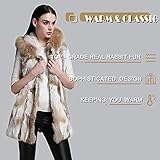 Fur Vest For Women Furry Hooded Vest Coat Long Fuzzy Sleeveless Jackets With Real Rabbit Fur(Size-8)