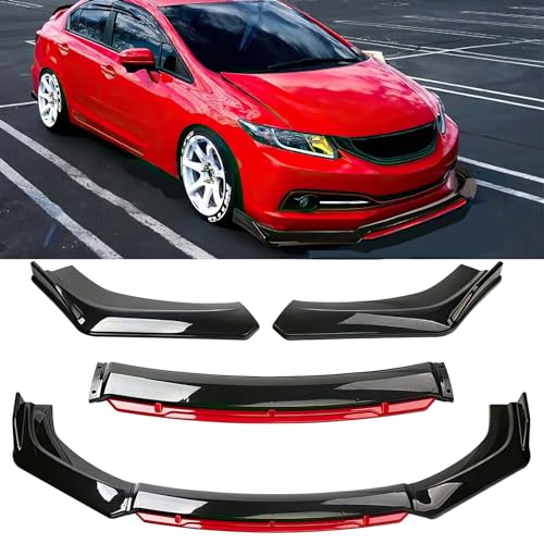 DREAMOTOR Universal Car 4 PCS Kit Front Bumper Lip Spoiler Splitter Front Bumper Lip Splitter Body Kit Compatible with Honda Civic Accord Toyota Corolla Hyundai Cadillac CTS Nissan Altima Ford Mazda