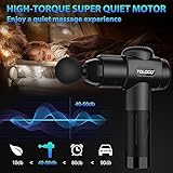 TOLOCO Massage Gun, Deep Tissue Back Massage for Athletes for Pain Relief, Percussion Massager with 10 Massages Heads & Silent Brushless Motor, Black