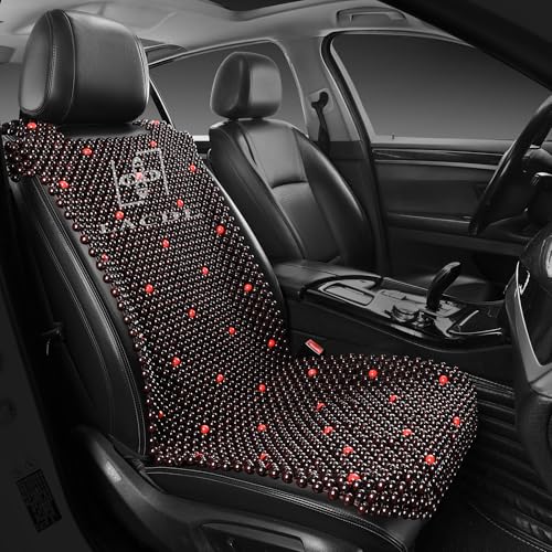 LACDL Beaded Car Seat Covers for Cars, Cooling Bead Seat Cover for Trucks & SUVs - Auto Ventilated Seat Cooler Pad, Natural Wood Breathable Beads - Sweat Protector for Summer, Stars