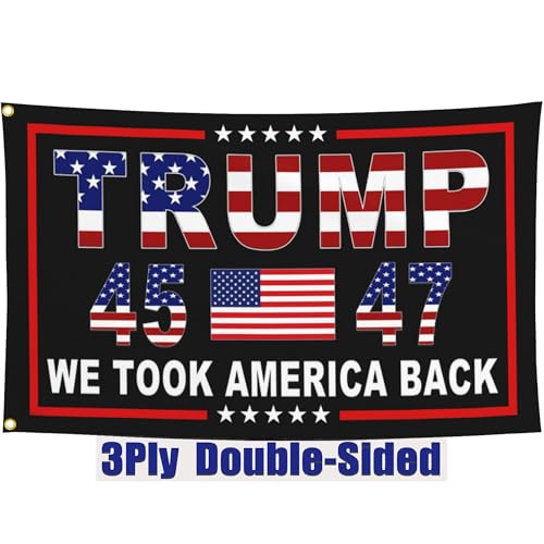 JZYIZYU 3 Ply 45th 47th President Flags 3x5 Ft Outdoor Double Sided We Took America Back Flags for Bedroom Room Yard House Decorations Banner