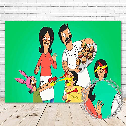 JMING Bob s Burgers Photo Backdrop for Birthday Party Decorations 7x5 Vinyl Funny Bob s Burgers Background for Party Supplies Cake Table Wall Decor Photo Booth Props