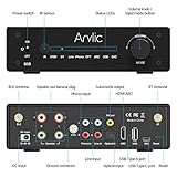 Arylic B50 2 Channel Bluetooth Amplifier with Audio Transmitter, 50W*2 Home Stereo Amplifiers with HDMI ARC,DAC,Phono in and Free APP. Support aptX HD Music Transmission & Reception.