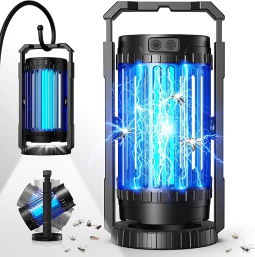 Evolpol Bug Zapper Outdoor & Indoor, 4200V Electric Mosquito Zapper, 4 in 1 Fly Trap with 5000mAh Battery & LED, Portable & Rechargeable Mosquito Killer for Outdoor Patio, Camping