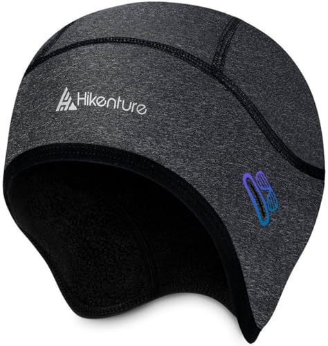 Hikenture Skull Cap Helmet Liner with Glasses Holes, Winter Thermal Cycling Cap for Men & Women, Cycling Hat Beanie Grey