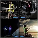 Led Reflective Vest Lights, Runners Lights with Front Light Safety USB Rechargeable Reflective Night Lights for Men Women Running Walking Cycling, 3 Lighting Modes, 7 Colors