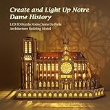 FUNPOLA LED 3D Wood Puzzle - Notre Dame de Paris Architecture Model-Night Edition with LED Lighting- DIY Building Model Craft Kit, Architecture Building Set