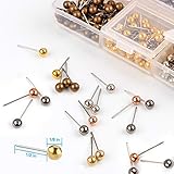 Yalis Push Pins Map Tacks 1/8-Inch Metallic Color Beads Head Marking Pins, 6 Colors, 360-count