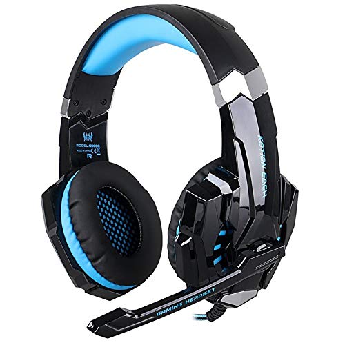 KOTION EACH G9000 Over Ear Gaming Headphones with Mic and LED (Black/Blue) Compatible with PC, iPad, iPhone, Tablets, Mobile Phones