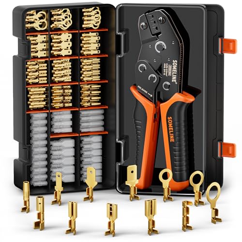 Open Terminal Connector Crimping Tool Kit,2.8mm 3.5mm 3.9mm 4.8mm 6.3mm 24-14 AWG Crimper SOMELINE for Use on Molex 2.13mm 2.36mm, AMP - TE CONNECTIVITY Connectors,Male Female Spade and Ring Terminal