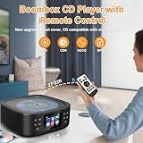 Bluetooth CD Player Portable,Desktop Boombox CD Player with Bluetooth Music Portable CD Player FM Radio & Bluetooth Speaker,LED Screen,Built-in Dual Speakers Support USB/AUX Headphone Jack for Home