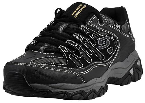 Skechers mens After Burn - Memory Fit Lace-up fashion sneakers, Black, 10.5 X-Wide US