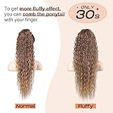 SEIKEA Highlight Drawstring Ponytail Extension, PT005 Isabella 26" Long Bohemian Curly Pony Tail Multi Layered Light Soft Clip in Hair Extensions Ponytail Natural Synthetic Hairpiece for Women Black