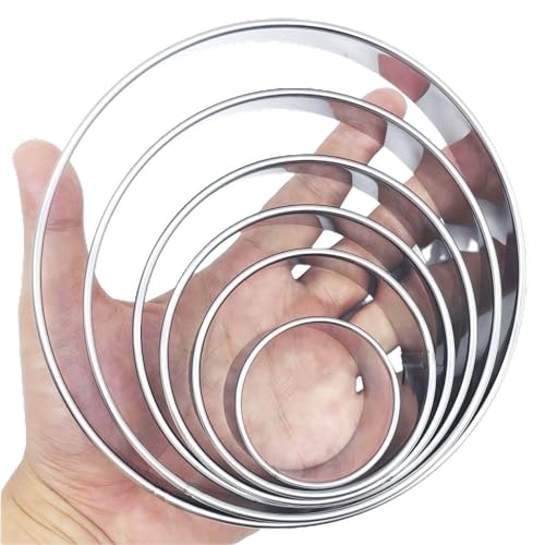 DOCZEN 6 PCS Round Cookie Cutter Set (2, 3, 3.5, 4, 5, 6 Inch) - Biscuit Cutters For Baking - Large Circle Cookie Cutters Variety Pack, Metal Stainless Steel, 6 Pack