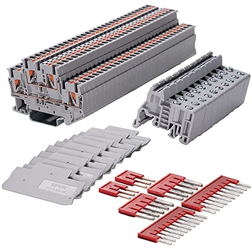 SIPUN ST2-2.5/2-2 Double Layer Din Rail Terminal Block 2 Level Push in PT Type 30 Pcs Wire Terminal Set