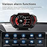 AZIJYV Obd2 Gauge Display with Speed, Heads Up Display for Cars P24, Fuel Consumption, RPM, Overspeed Alarm, OBD+GPS Digital Speedometer Suitable for All Car