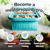 Souper Cubes 1 Cup Silicone Freezer Molds - Soup Cubes Perfect for Freezing Broth, Rice, Leftovers and More - Silicone Freezer Trays with Lids for Meal Prep - Aqua - 2-Pack