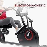 Sunny Health & Fitness Electromagnetic Recumbent Cross Trainer Exercise Elliptical Bike w/ Arm Exercisers, Easy Access Seat & Exclusive SunnyFit® App Enhanced Bluetooth Connectivity - SF-RBE4886SMART