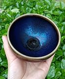 Apingjenz Tenmokus Tea Cup Kiln Change Color and Pattern, 7.1oz / 210ml Porcelain Jianzhan Tea Bowl for Matcha, Handcrafted