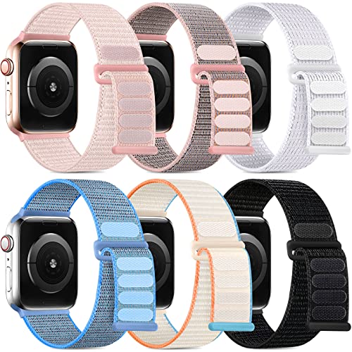 WJK Compatible with Christmas Apple Watch Band 40mm 38mm 41mm 42mm 45mm 46mm 49mm Women Men, Nylon Solo Strap Compatible with Apple Watch Band Series 10 9 8 7 6 5 4 3 2, for iWatch Ultra 2 SE2, 6 Pack