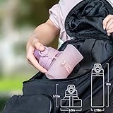 TakeToday Collapsible Water Bottles 20oz, Leak Proof, BPA-Free, Foldable Silicone Travel Water Bottle with Straw Strap for Cycling, Hiking, Outdoors (Mauve)