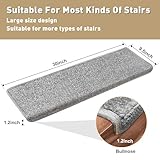 PURE ERA Bullnose Carpet Stair Treads Set Tape Free Non-Slip Indoor Stair Protectors Pet Friendly Rugs Covers Soft Skid Resistant Washable Reusable 9.5" x 30"(14 Pieces,Gray)