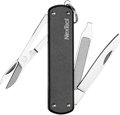 NexTool Keychain Knife, 5 in 1 Mini Multitool Key Chians, Small Pocket Knife with Key Ring, Scissors, Screwdrivers and Nail File, Cool Gadget Gifts for Men Women Dad Boyfriend Everyday Carry(Black)