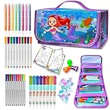 weirtoya Washable Fruit Scented Markers Set with Pencil Case（Unicorns Set +Mermaid Set ）