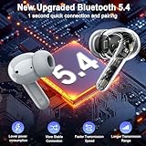 Wireless Earbuds Bluetooth 5.4 Headphones Deep Bass Stereo Ear Buds with 4 ENC Noise Cancelling Mic 36Hrs USB-C in-Ear Earphones IP7 Waterproof Sport Workout for Laptop Pad Android iOS Phone, Grey