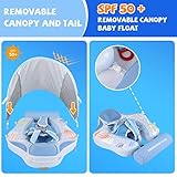 GENTEACO Newest Mambobaby Baby Swim Float with Canopy 3-24 Months Non-Inflatable Infant Floats for Pool Add Tail Avoid Flip Skin-Friendly Material for Toddler Boys Girls(Blue)