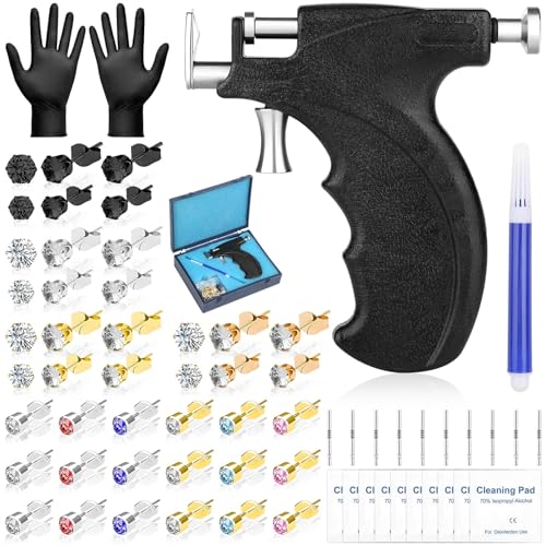 Professional Ear Piercing Gun Kit, Reusable Ear Nose Piercing Gun Machine with Piercing Tool Set for Salon at Home Peircing Kit