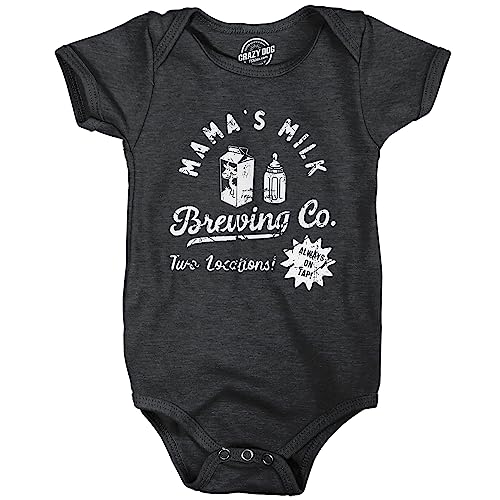 Mamas Milk Brewing Co Baby Bodysuit Funny Breast Feeding Brewery Joke Jumper for Infants Funny Baby Onesies Funny Sarcastic Onesie Novelty Onesie Black - 6 Months