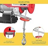 TROPOW Electric Hoist 880lbs, Auto Lifting Cable Hoist with 12m Rope, Wireless Remote Control, 110V Winch Crane for Garage, Ceiling, and Warehouse