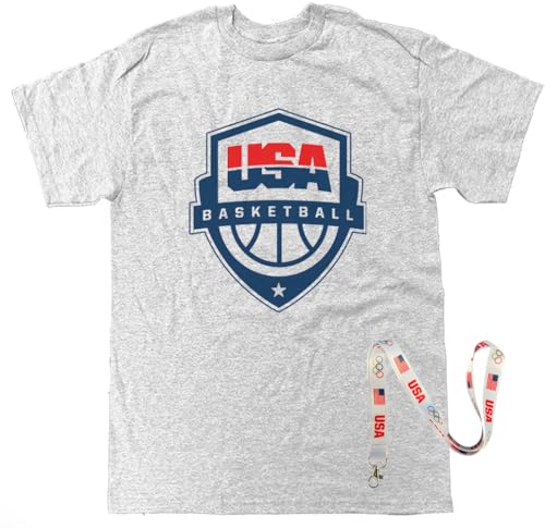 FTD Apparel Men's USA Basketball T Shirt - Medium Gray/USA Basketball Badge