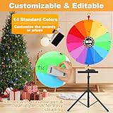 GADFISH 24-inch Spinning Prize Wheel, Ajustable 37"-65" Height Spin Doodle Game Spinner, Storable Prize Wheel Spinner with Stand, Wheel of Fortune Game, 14 Colors