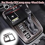 MUXEE 2PCS Center Console Frame Gear Shift Panel Cover Trim for Honda CRV CR-V 2023 2024 2025 - ABS Wood Grain Sport Interior Accessories