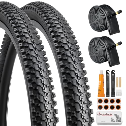 Fitense 2-Pack Mountain Bike Tire & Tube Set - 26x1.95 (54-559mm) Folding Tires with Schrader Valve Tubes - Replacement Parts for Road & Mountain Biking
